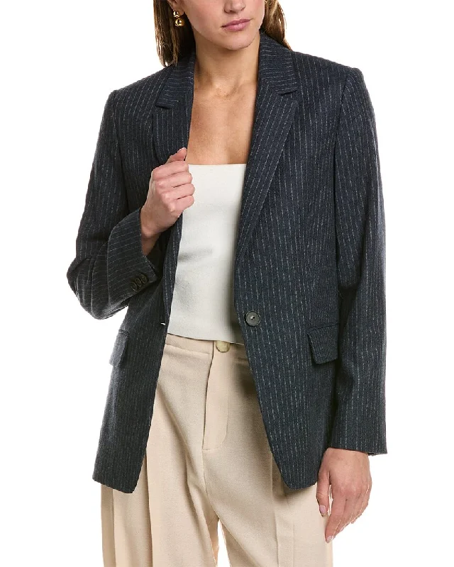 Vibrant Femme Fashion Vince Pinstripe Flannel Wool-Blend Blazer