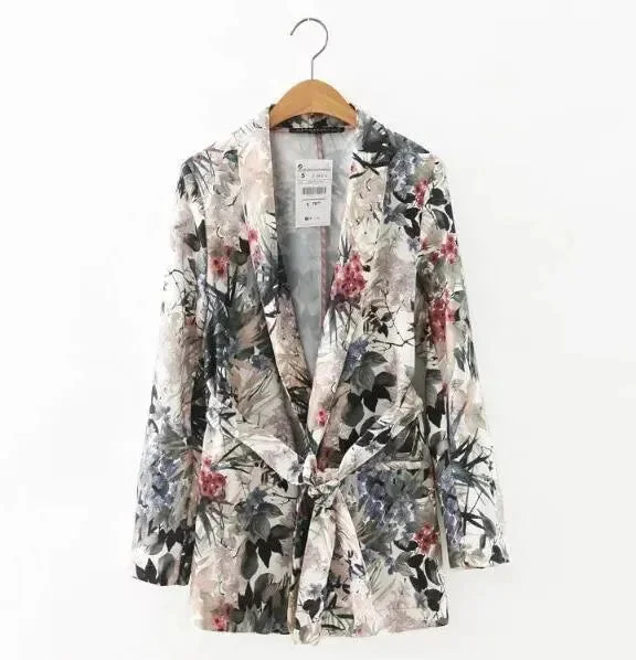 Classic Charm Retro Floral Blazer Women - Casual - Floral