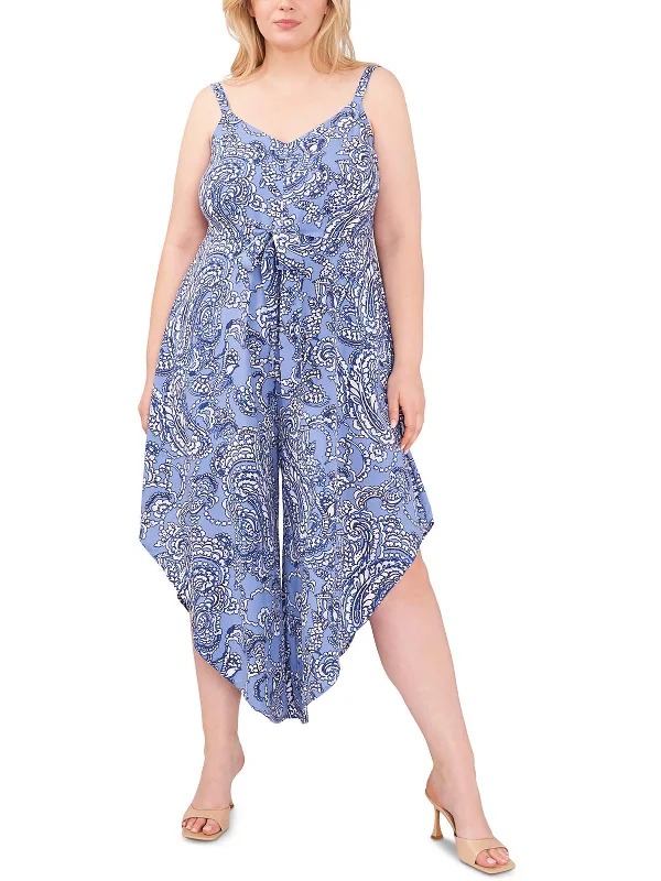 Spring Wardrobe Plus Womens Printed Ruffled Jumpsuit