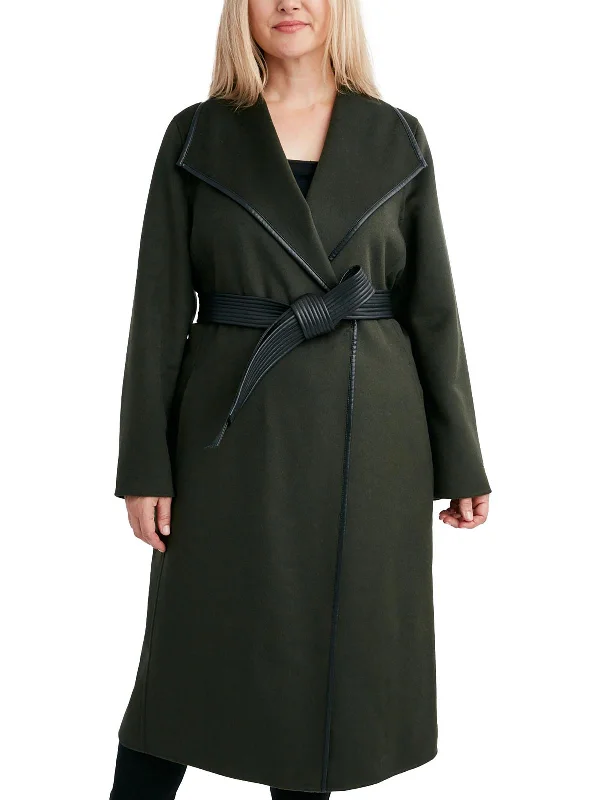 Premium Fashion Plus Womens Wool Blend Long Trench Coat