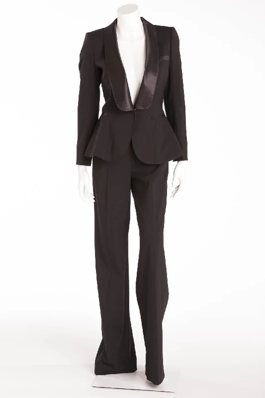 Fashion For Every Occasion Louis Vuitton - New 2PC Black Blazer & Dress Pants with Satin Trim - FR 38