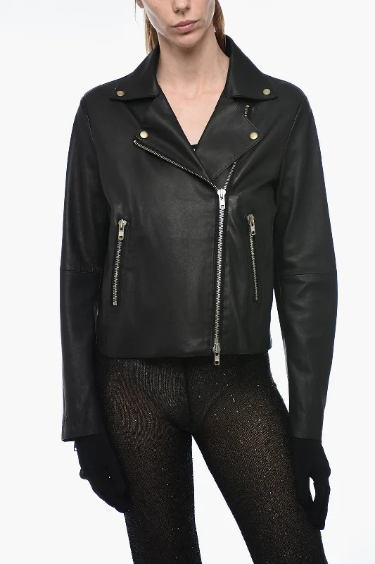 Trendy Urban Attire S.W.O.R.D 6644 Leather IMPACT Biker Jacket with Zipped Pockets