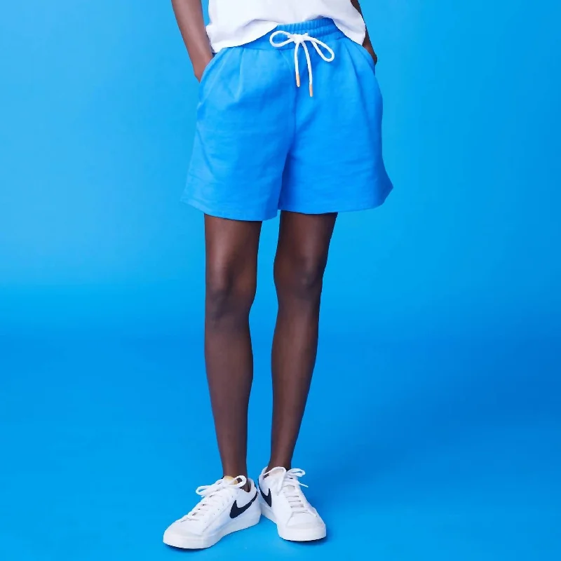 Elevated Style Flared Sweat Short In Cerulean