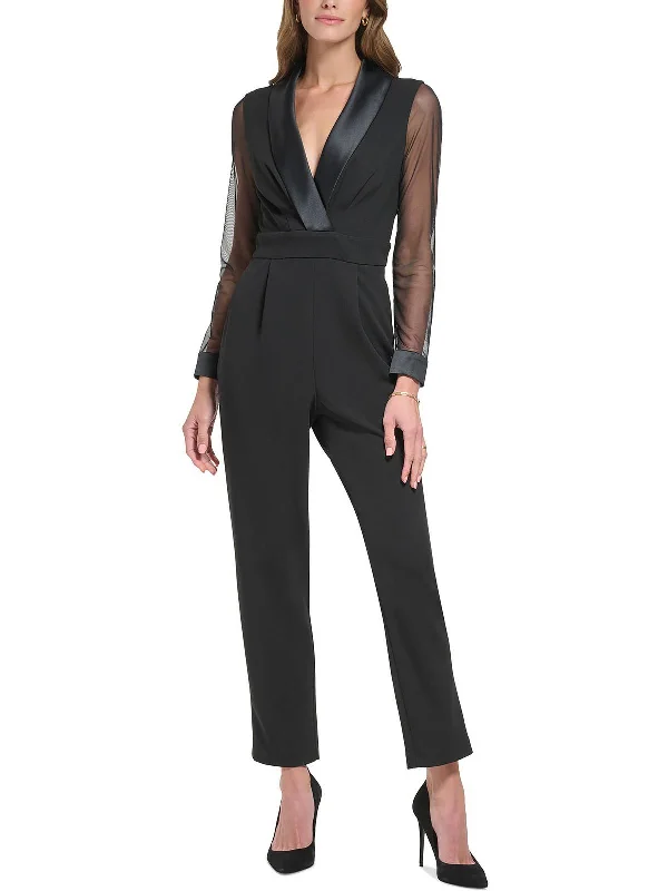 Quality Driven Apparel Petites Womens Illusion Straight Leg Jumpsuit