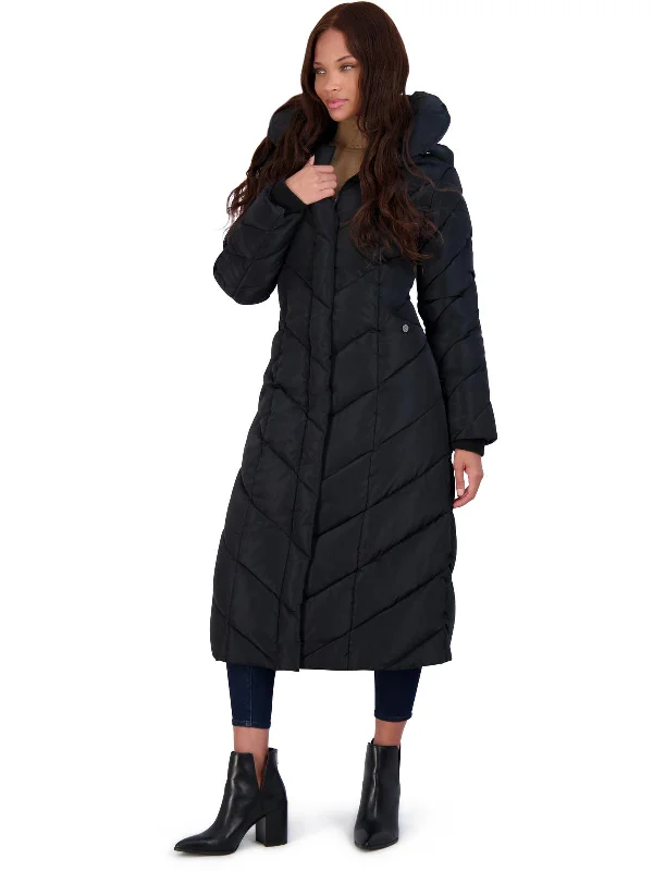 Nordic Minimalist Home Look Womens Fleece Lined Quilted Maxi Coat