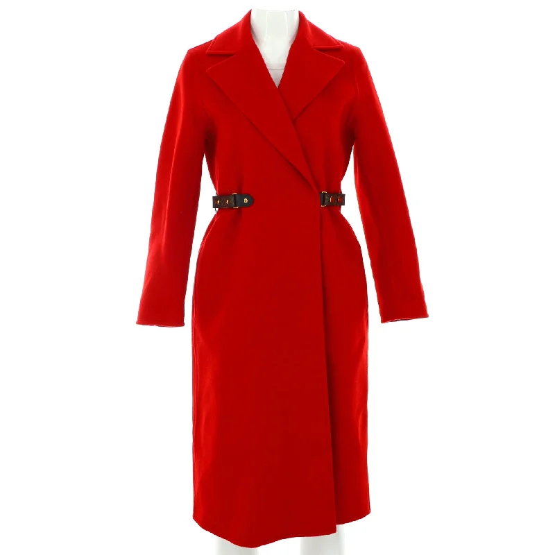 Must Haves Women's Long Wrap Monogram Belt Coat Wool Blend