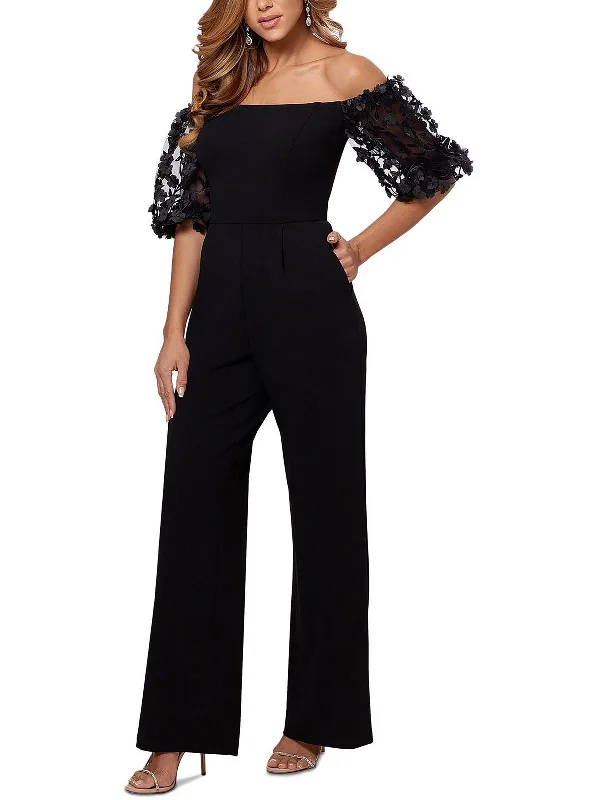 Fashion Forward Womens Knit Off-The-Shoulder Jumpsuit