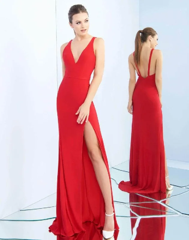 Trend Setting Wardrobe Ieena Duggal 25846I - Sleeveless High Slit Evening Gown