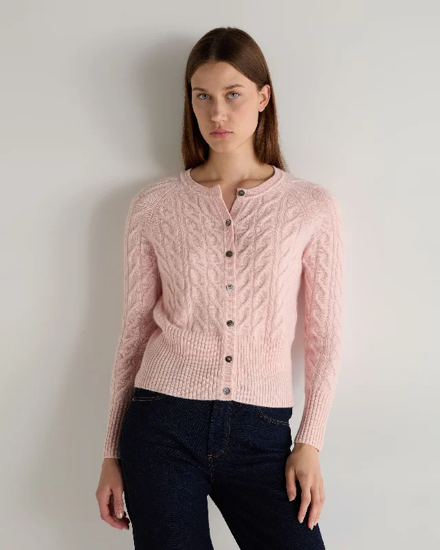 Summer Deals Women's Myla Cable Cashmere Cardigan Blossom Pink