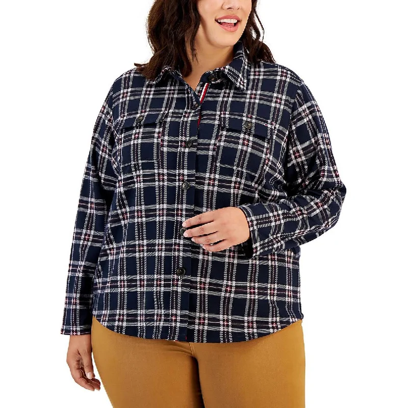 Big Savings On Minimalist Office Styles Plus Womens Plaid Cold Weather Shirt Jacket