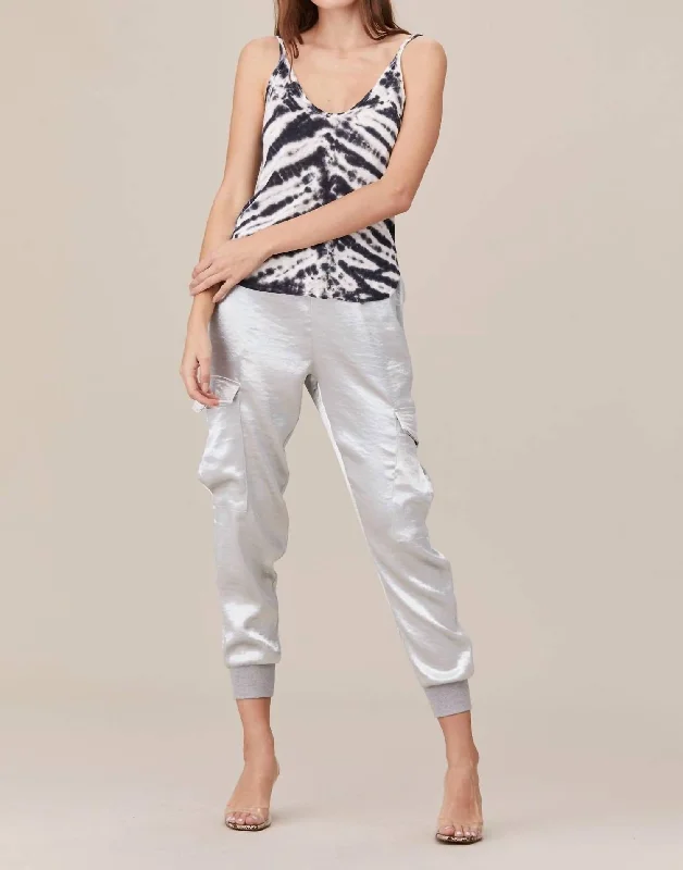 Seasonal Fashion Shine Cargo Pant In Silver