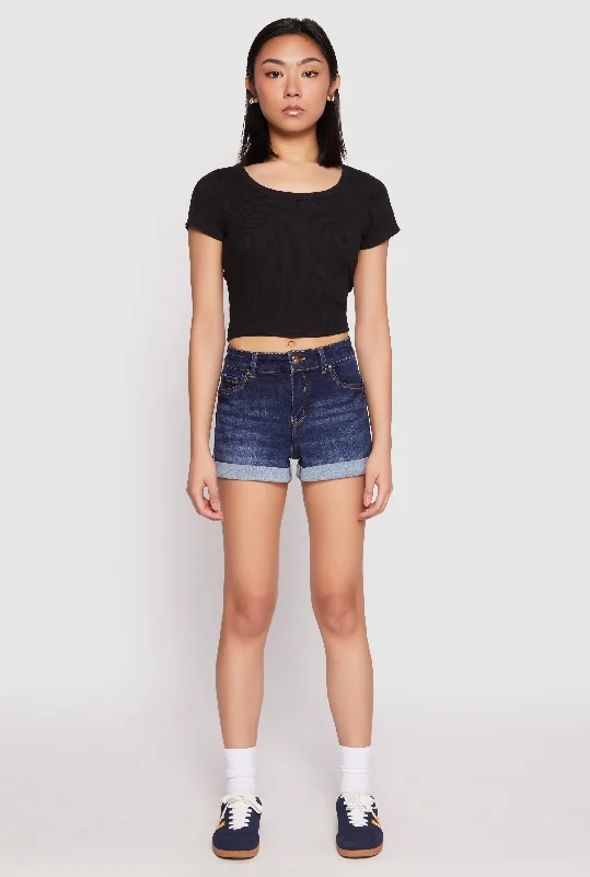 Flash Sale Event WAX Fixed Cuff High Waist Denim Shorts