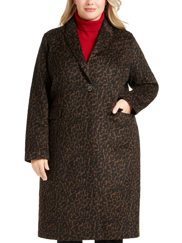 Vibrant Styles Plus Womens Wool Blend Long Trench Coat