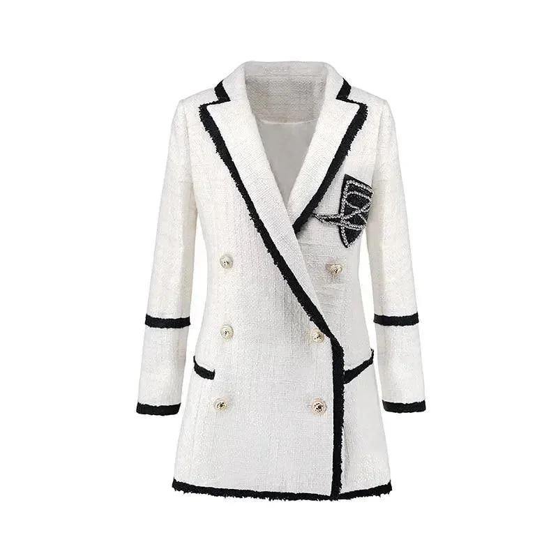 Day To Night Styles White Tweed Blazer Women - Formal-Business - Plain-Solid