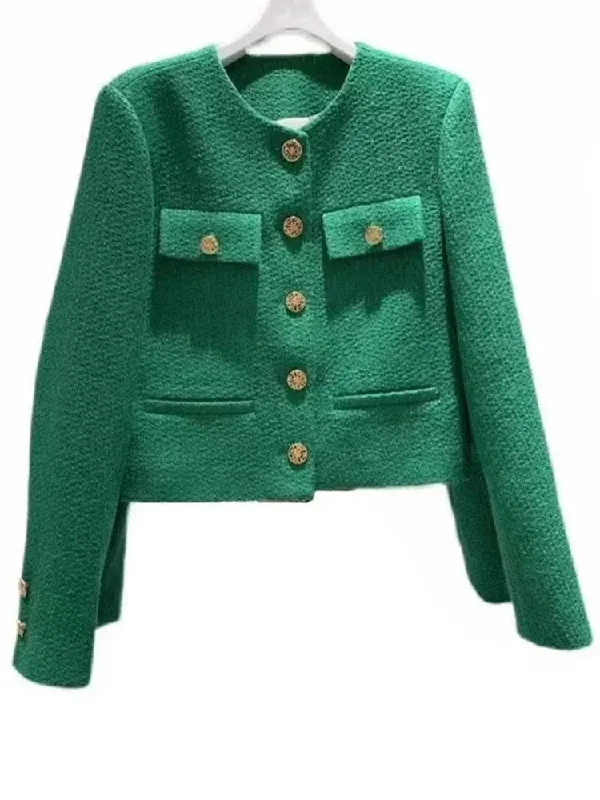 Trend Forward Threads Woolen Tweed Jacket Women