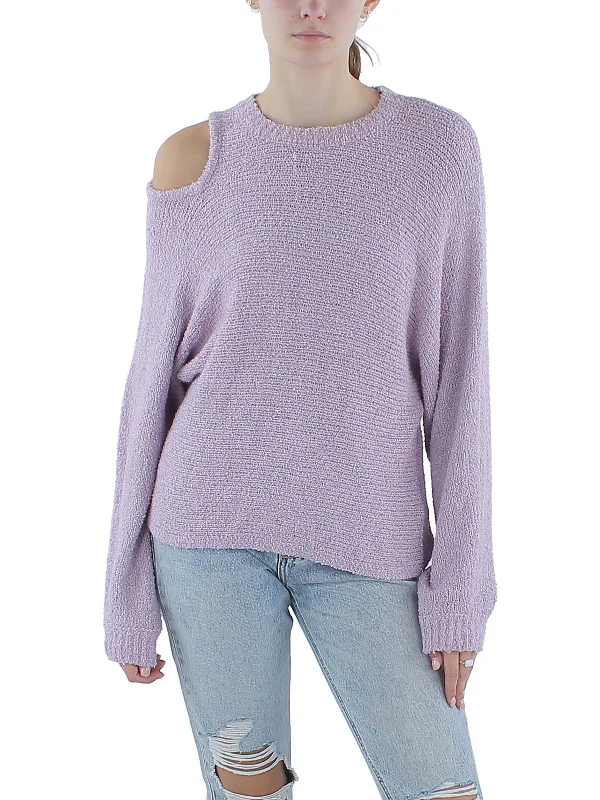 Feminine Grace Womens Textured Cutout Pullover Sweater