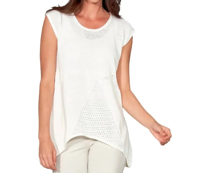 Vibrant Femme Fashion Starburst Top In Soft White