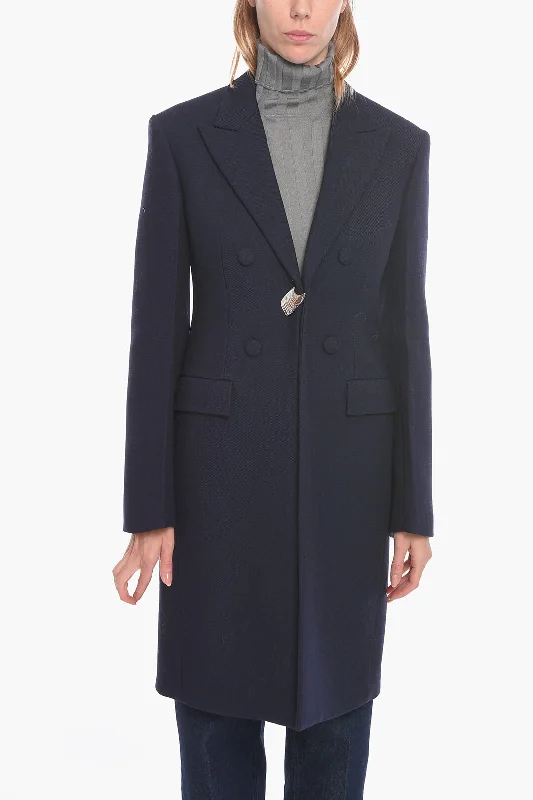 Style Versatile Women's Collection Jil Sander Wool Single-breasted Coat with Metal Application