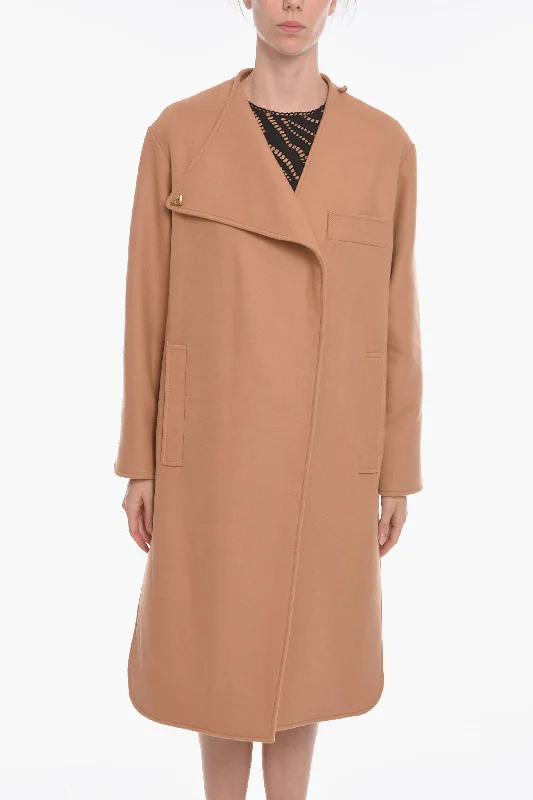 Style Revolution Aeron Wool-blend Coat with Asymmetric Fastening and Logoed Applica