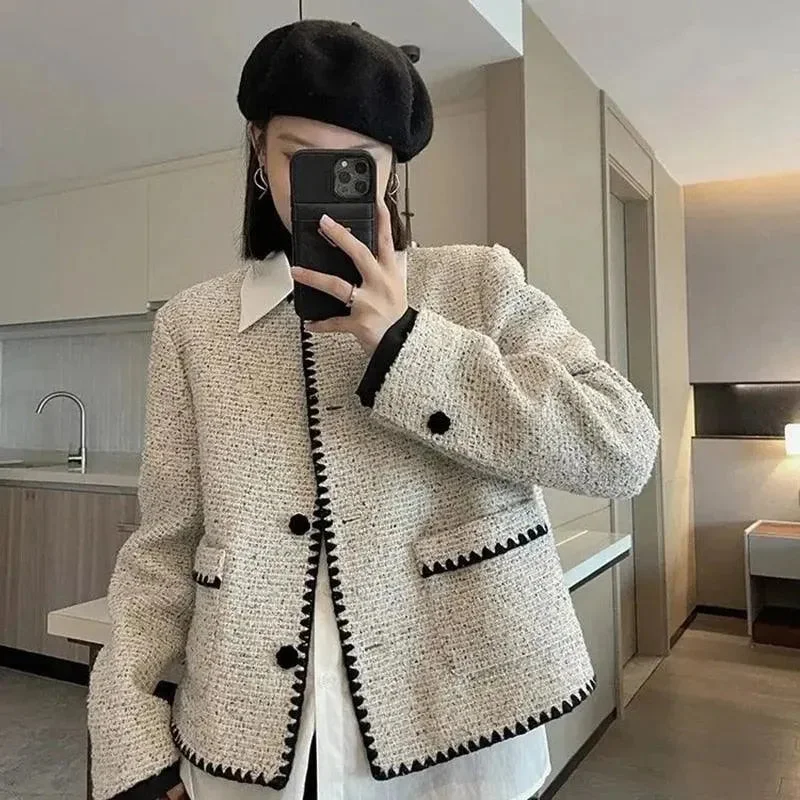 Style Revolution Light Grey Cropped Tweed Jackets Women