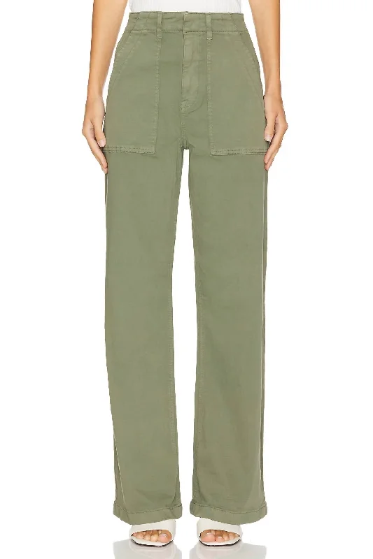 Feminine Soft - Hued Look Nicole Wide Leg Pants In Soft Olive