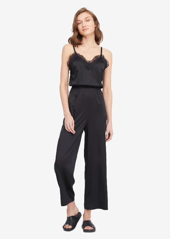 Boho - Chic Festival - Ready Style Lace Trimmed Silk Jumpsuit