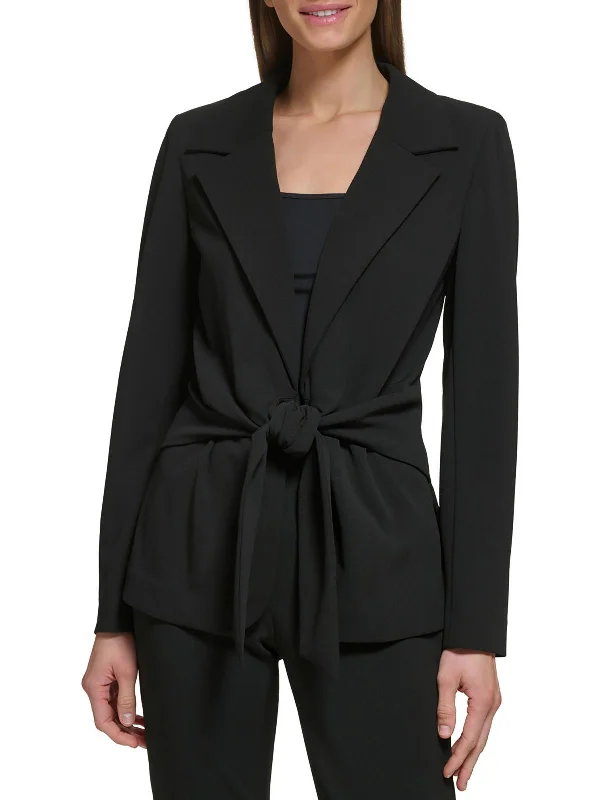 Colorful Clothing Womens Peak Lapel Tie Front Suit Jacket