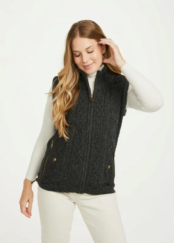 Unleash Your Fashion Ladies Gilet with Fleece Collar | Charcoal