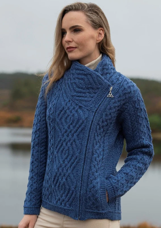 Browse Our Top Products Aran Shannon Side Zip Cardigan | Blue