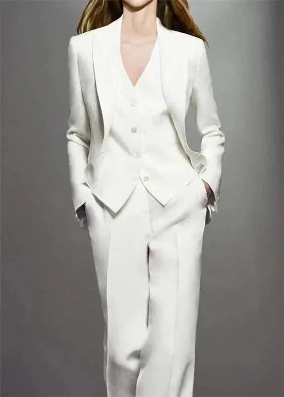 Chic Trend Collection White Formal Three Piece Pantsuit