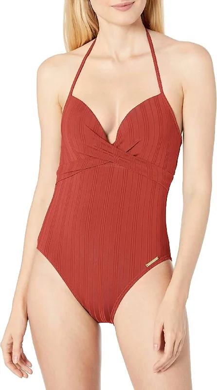 Trendy Women's Wear Collection Wrap Front One-Piece Bikini In Papaya