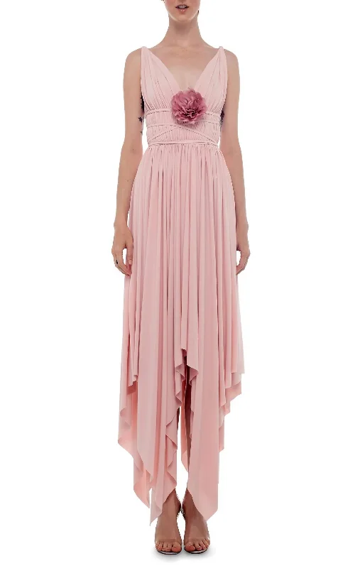 Luxe Women's Fashion Goddess Dress in Blush