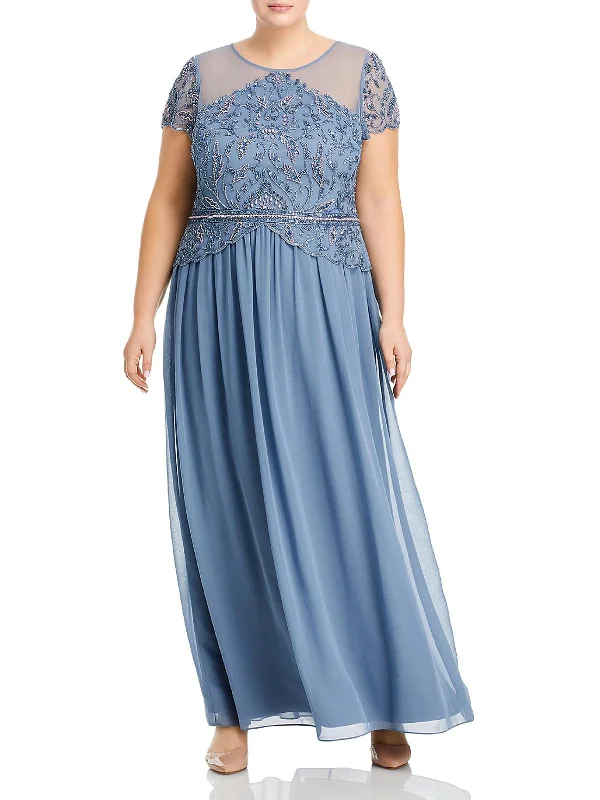 Style Breakthroughs Plus Womens Beaded Maxi Evening Dress