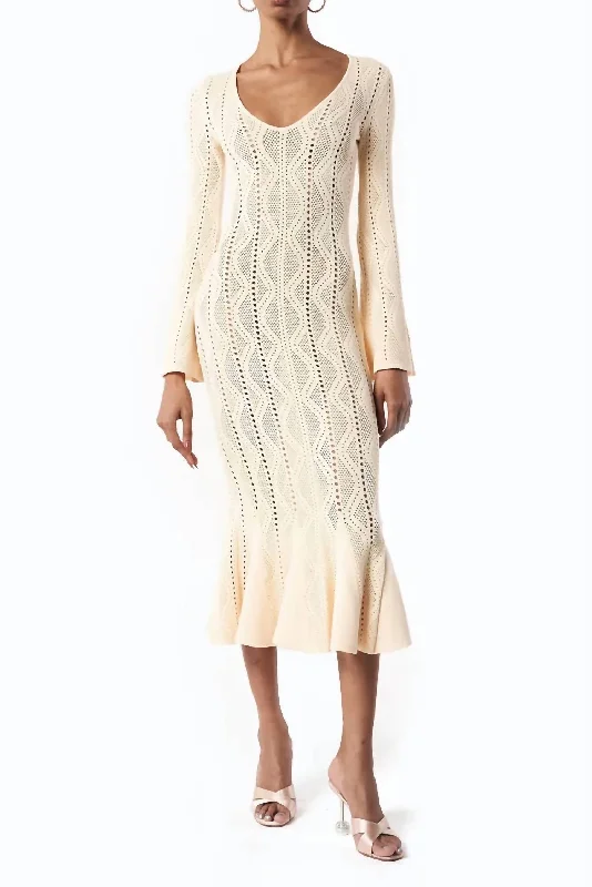 Laid-Back Elegance Rio Knit Dress in White Smoke