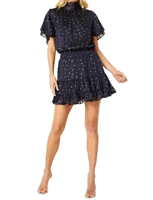 High End Women's Wear Saffie Dress in Navy Lurex