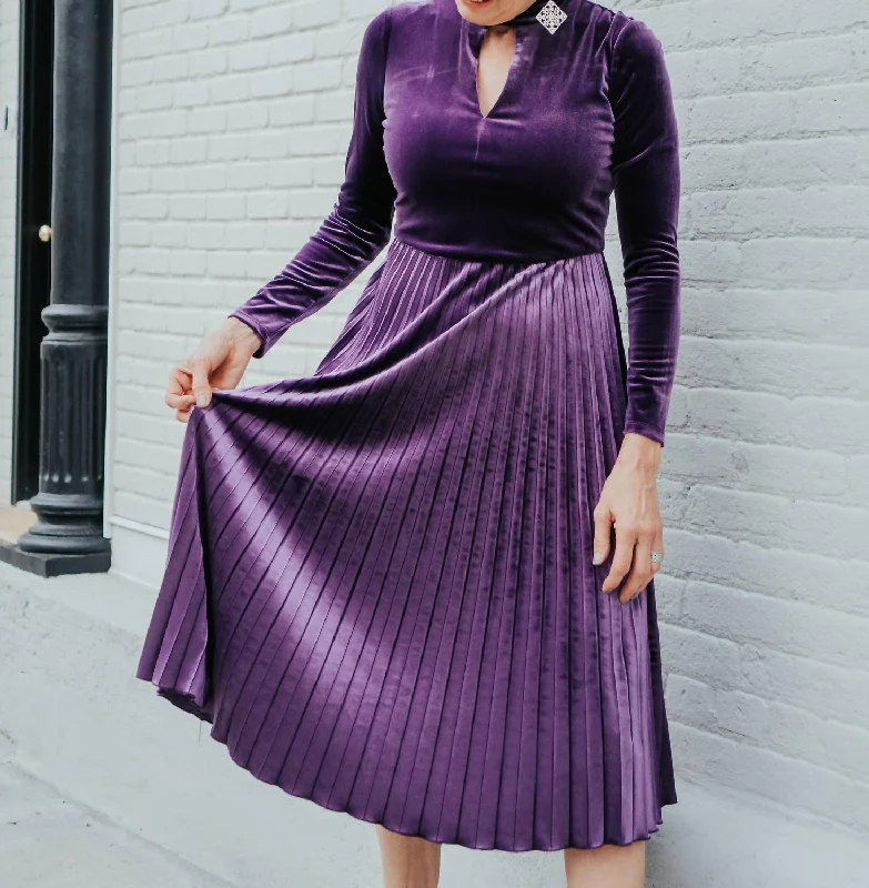 Limited Time Offer Velvet Turtle Neck Dress in Purple