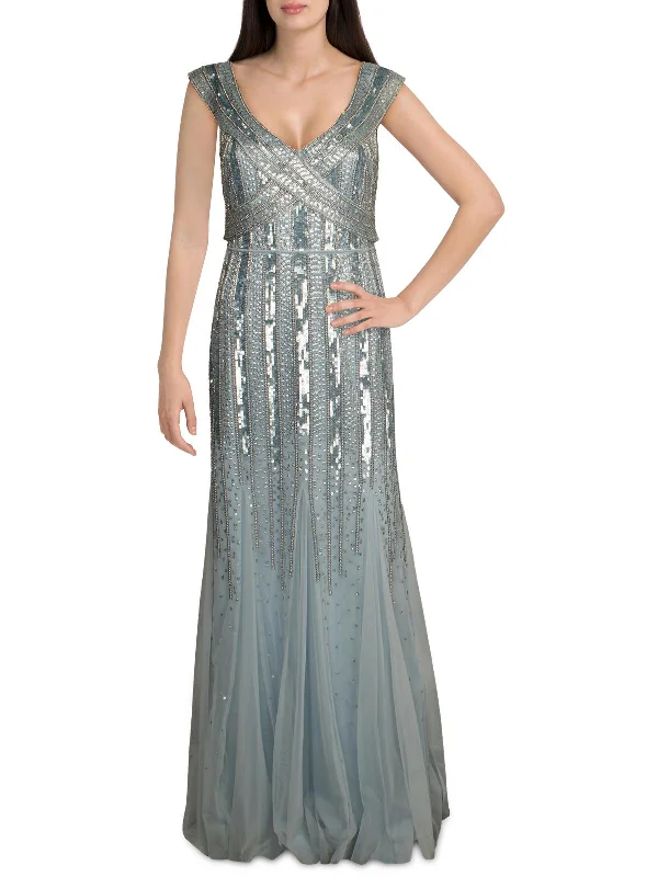 Comfort Centric Apparel Womens Beaded Long Evening Dress