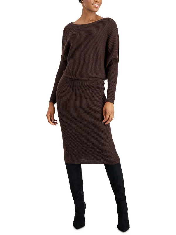 Trend Leading Collection Womens Knit Ribbed Sweaterdress