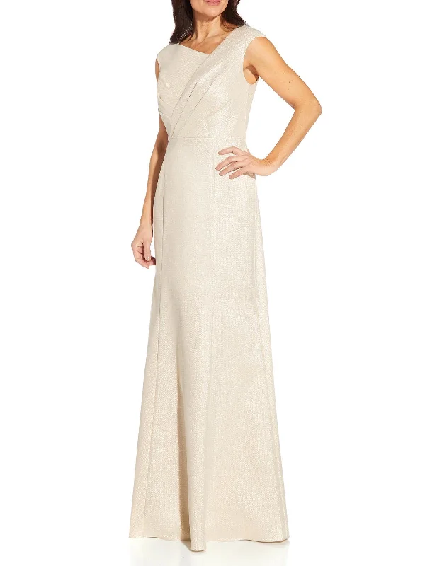 Ride The Style Wave Womens Metallic Maxi Evening Dress