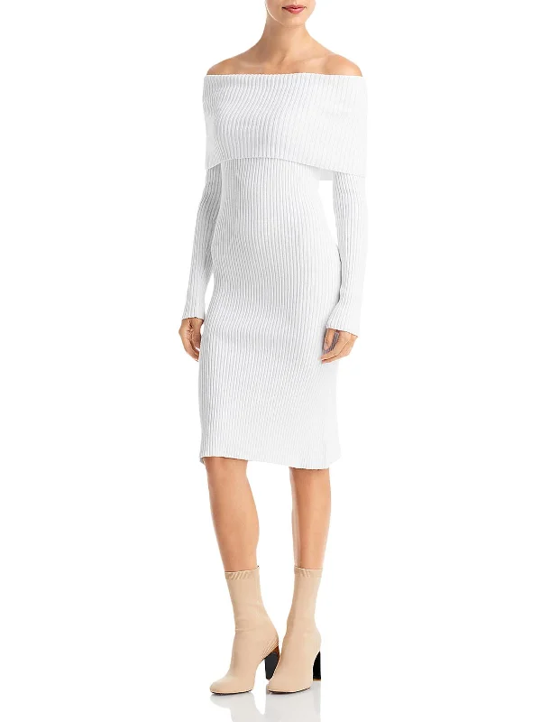 Fashion Frontiers Womens Ribbed Midi Sweaterdress