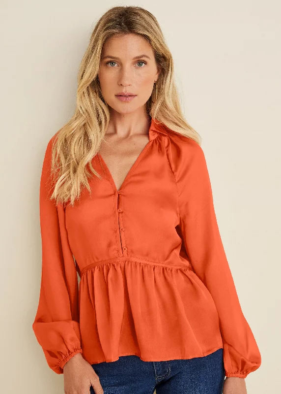 Trend Forward Threads High-Low Blouse - Orange